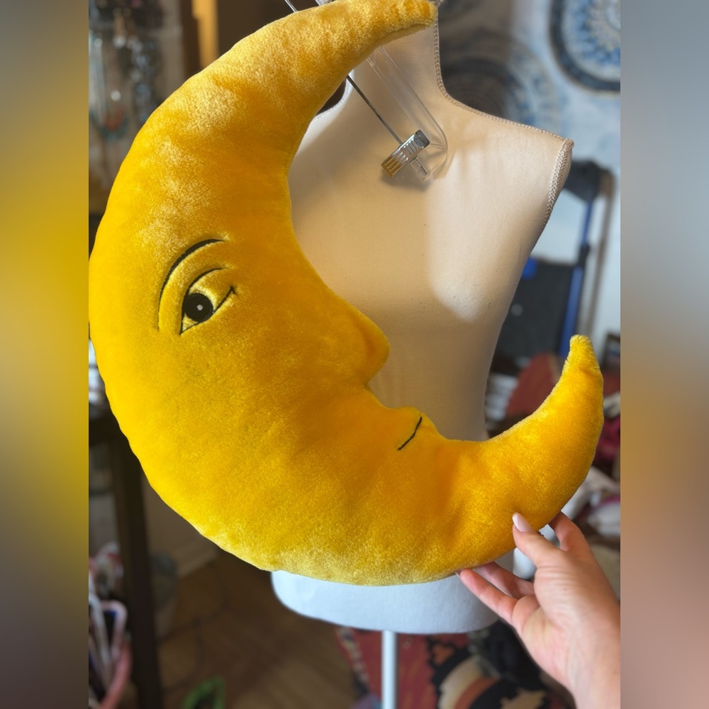 Yellow Crescent Moon Pillow
